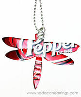 Dragonfly necklace hand made from recycled Dr.Pepper can