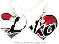 Earrings hand made from a recycled Four Loko Fruit Punch can