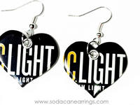 Earrings hand made from a recycled IC Light can