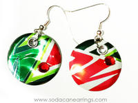 Earrings hand made from a recycled Mountain Dew can