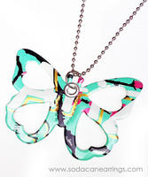 Butterfly necklace hand made from recycled Arizona tea can