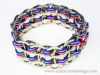 hand made Red, White & Blue Stripe pop tab bracelet