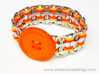 Hand made orange pop tab bracelet with button