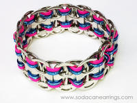 hand made Orchid and Sparkly Blue recycled pop tab bracelet