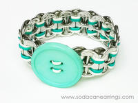 hand made Teal and White recycled pop tab bracelet